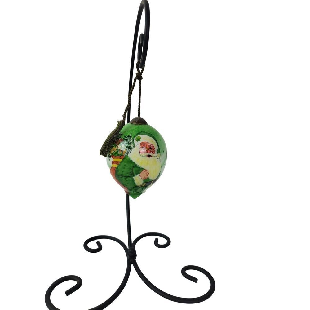 Merry Christmas Santa Green Tear‎ Drop Ornament with Stand